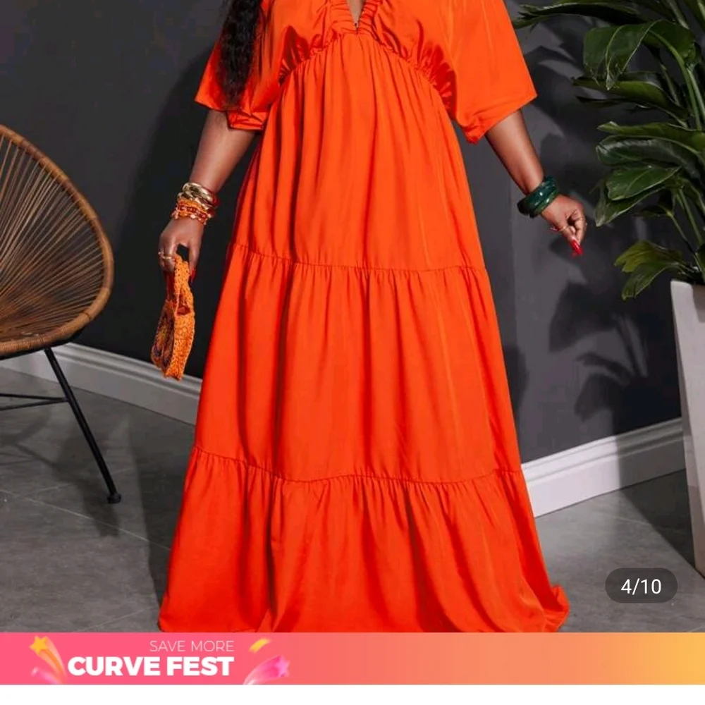 SHEIN Vibrant Orange Maxi Dress - Picture 8 of 16